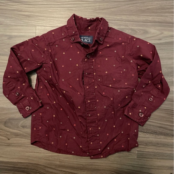 The Children's Place Maroon with speckled print Casual Button Down Shirt size 2T - Picture 3 of 4